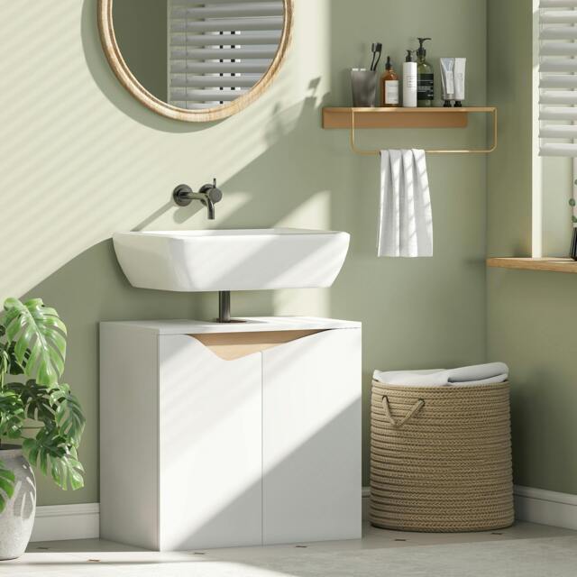 Rackhams Under Sink Cabinet, Bathroom Sink Cabinet for Basin without Pedestal - Particle Board, MDF - Modern minimalist - White - image 1