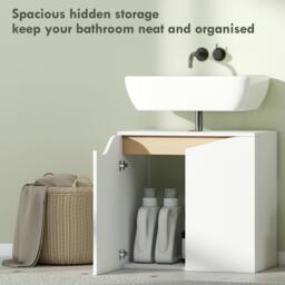 Rackhams Under Sink Cabinet, Bathroom Sink Cabinet for Basin without Pedestal - Particle Board, MDF - Modern minimalist - White - thumbnail 5