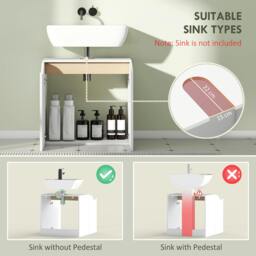 Rackhams Under Sink Cabinet, Bathroom Sink Cabinet for Basin without Pedestal - Particle Board, MDF - Modern minimalist - White - thumbnail 4