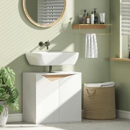 Rackhams Under Sink Cabinet, Bathroom Sink Cabinet for Basin without Pedestal - Particle Board, MDF - Modern minimalist - White - thumbnail 1
