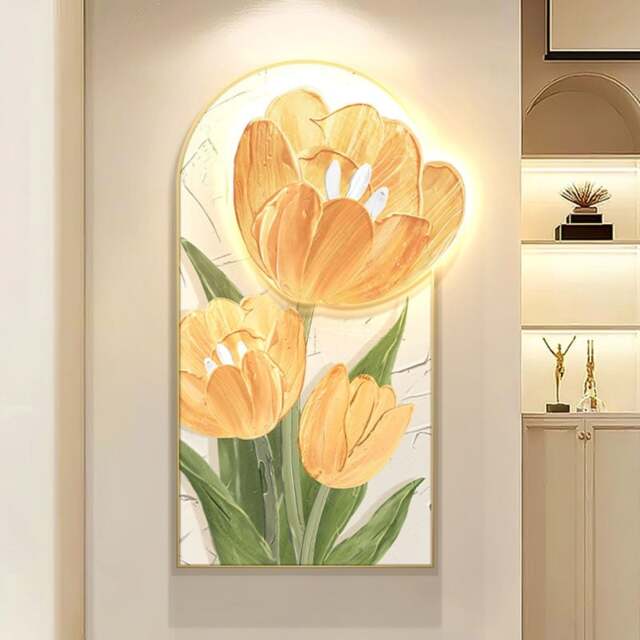 Rackhams Luminous Tulip Mural Wall Art With Light - 60*120cm - A