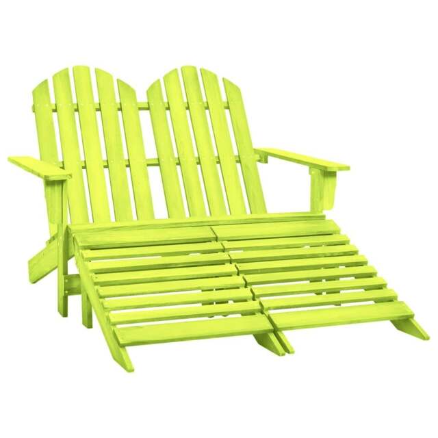 Rackhams 2-Seater Garden Adirondack Chair&Ottoman Fir Wood Green