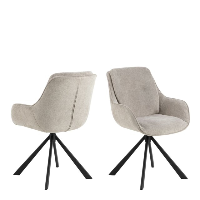 Rackhams Carrie Swivel Dining Chair in Sand Set of 2 - 1 - image 1