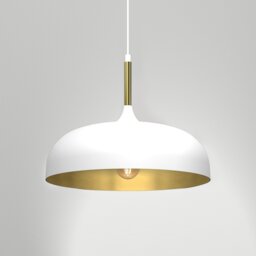 Rackhams Pendant Lamp Lincoln White/Gold 1XE27 35cm - thumbnail 3