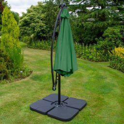 Rackhams Green 3m LED Cantilever Parasol & Plain Base - thumbnail 3