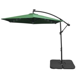 Rackhams Green 3m LED Cantilever Parasol & Plain Base