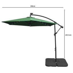 Rackhams Green 3m LED Cantilever Parasol & Plain Base - thumbnail 5