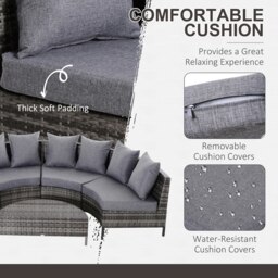 Rackhams 5PCS Garden Rattan Wicker Sofa Outdoor Patio Furniture Set - thumbnail 4