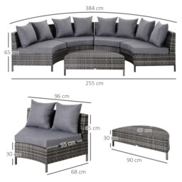 Rackhams 5PCS Garden Rattan Wicker Sofa Outdoor Patio Furniture Set - thumbnail 5