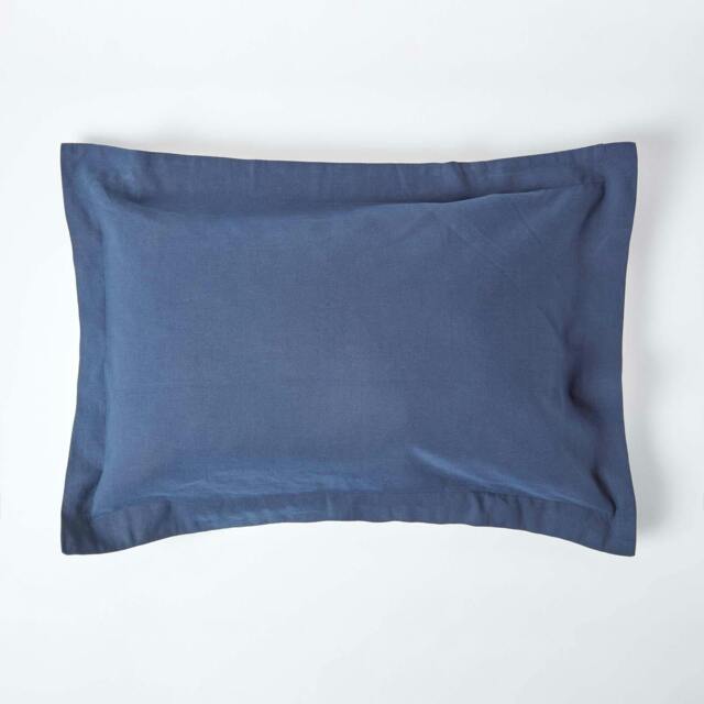Rackhams French Flax Linen Oxford Pillowcase, King Size - Navy Blue - image 1