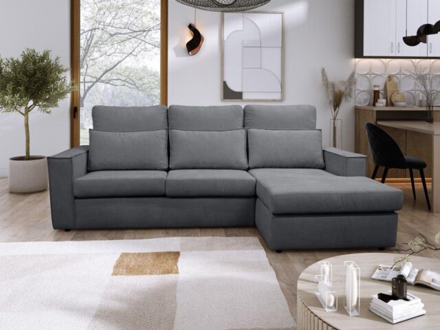 Rackhams Soho Linen L-Shape 4 Seater Fabric Corner Sofa in Grey - Right Hand Corner - image 1