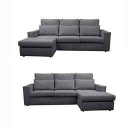 Rackhams Soho Linen L-Shape 4 Seater Fabric Corner Sofa in Grey - Right Hand Corner - thumbnail 3