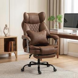 Rackhams Big and Tall Office Chair with Lumbar Support - Dark Brown - thumbnail 1