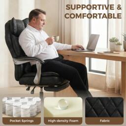 Rackhams Big and Tall Office Chair with Lumbar Support - Dark Brown - thumbnail 6