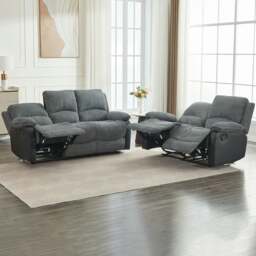 Rackhams Electric Reclining Sofa Set, Corduroy Fabric Recliner Sectional Sofa Suite-Adjustable Backrest and Footrest, Jumbo Cord Fabric Recliner - 2+3 Sofa Set - thumbnail 1