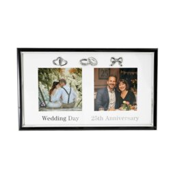 Rackhams 25th Anniversary and Wedding Day Picture Frame in Silver and Black with Icons - thumbnail 2