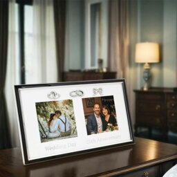 Rackhams 25th Anniversary and Wedding Day Picture Frame in Silver and Black with Icons - thumbnail 5