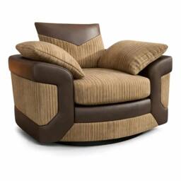 Rackhams Amara Living Room Furniture Range - Brown & Mocha - Swivel Chair - thumbnail 1