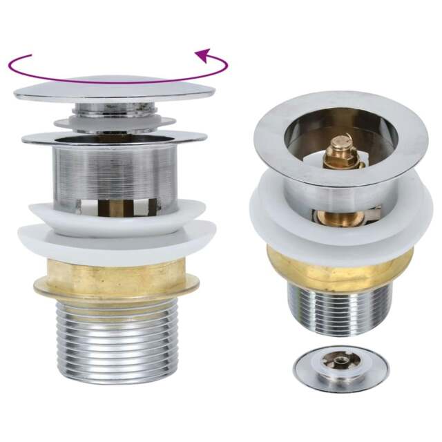 Rackhams Push Drain without Overflow Function Silver 6.4x6.4x9.1 cm