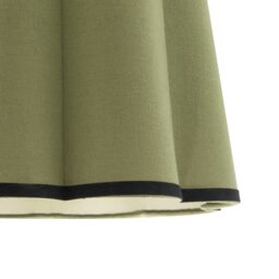 Rackhams Olive Green Linen Scallop Drum Lamp Shade with Black Cotton Trims - thumbnail 3