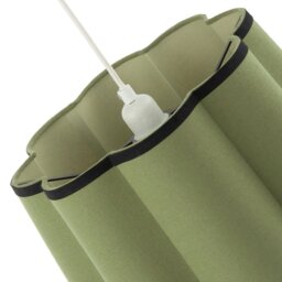 Rackhams Olive Green Linen Scallop Drum Lamp Shade with Black Cotton Trims - thumbnail 5