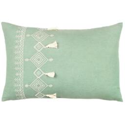 Rackhams Pritta Tassel Cushion Cover - Eucalyptus - 40cm x 60cm - Eucalyptus - 100% Cotton - thumbnail 1