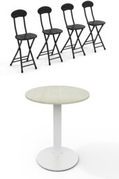 Rackhams 5pcs Round Table and 4 Chairs Set Bistro Coffee Table Dining Set Furniture - White