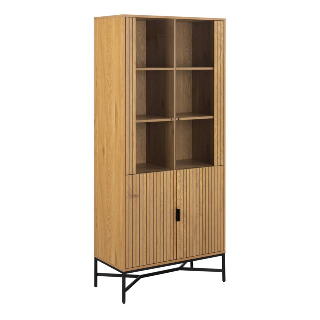 Rackhams Jaipur Display Cabinet With 4 doors and 6 Shelves in Wild Oak - Full Assembly Required - Wild Oak - Matt - image 1
