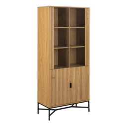 Rackhams Jaipur Display Cabinet With 4 doors and 6 Shelves in Wild Oak - Full Assembly Required - Wild Oak - Matt