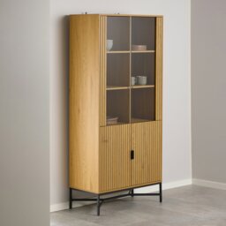 Rackhams Jaipur Display Cabinet With 4 doors and 6 Shelves in Wild Oak - Full Assembly Required - Wild Oak - Matt - thumbnail 5