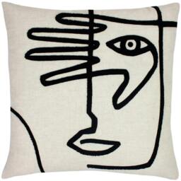 Rackhams Face Cushion Cover - White/Black - One Size - White/Black - 100% Polyester - thumbnail 2