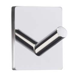 Rackhams Chrome Stainless Steel Single Towel Hook (30 x 30mm) Self Adhesive Bathroom Wall Mounted