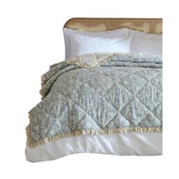Rackhams Amelia Cotton Quilted Bedspread - Seafoam - 150cm x 200cm - Seafoam - 100% Mixed