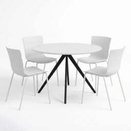Rackhams Aspen Dining Set - White Round Table & 4 Bali Dining Chairs - Black - thumbnail 4