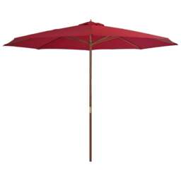 Rackhams Outdoor Parasol with Wooden Pole 350 cm Burgundy - thumbnail 1