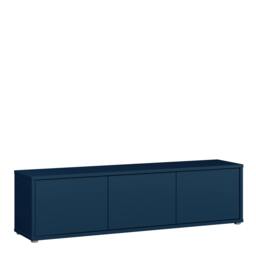 Rackhams Alice Springs Wide TV Cabinet with 3 Doors Push-to-Open in Night Blue - W 154.2 X  H 41.5 X  D 34.9cm - 1 - Manufactured Wood - thumbnail 2