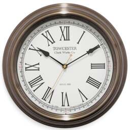 Rackhams Redbourn Wall Clock Black Metal Case Roman Numerals Spade Hands - Antique Gold - thumbnail 1