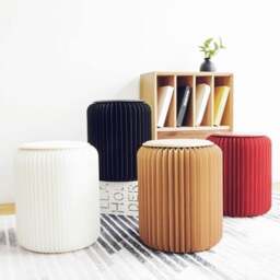 Rackhams Accordion Classic Stool, Kraft Paper - Brown - 44cm - thumbnail 1
