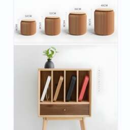 Rackhams Accordion Classic Stool, Kraft Paper - Brown - 44cm - thumbnail 5
