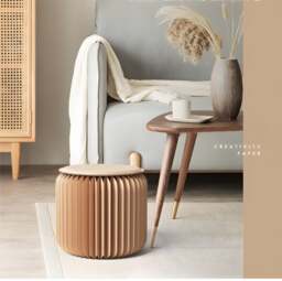 Rackhams Accordion Classic Stool, Kraft Paper - Brown - 44cm - thumbnail 6