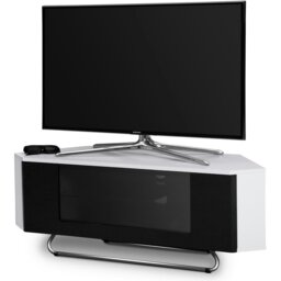 "Rackhams Hampshire Corner-Friendly Gloss White with Black Contrast Beam-Thru Remote Friendly Door 26""-50"" Flat Screen TV Cabinet" - thumbnail 3