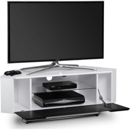 "Rackhams Hampshire Corner-Friendly Gloss White with Black Contrast Beam-Thru Remote Friendly Door 26""-50"" Flat Screen TV Cabinet" - thumbnail 6