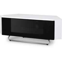 "Rackhams Hampshire Corner-Friendly Gloss White with Black Contrast Beam-Thru Remote Friendly Door 26""-50"" Flat Screen TV Cabinet" - thumbnail 5