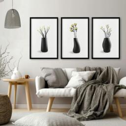 Rackhams Big Paintings For Living Room - Set of 3 Botanical Wall art Prints - 20 x 30 in / 50 x 76 cm - Satin Photo paper 280 gsm - White Frame - thumbnail 3