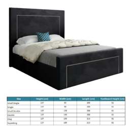 Rackhams Lucca Upholstered Soft Velvet Bed Frame - Black - Black - Double - thumbnail 4