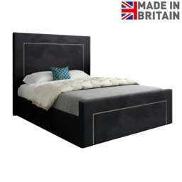Rackhams Lucca Upholstered Soft Velvet Bed Frame - Black - Black - Double - thumbnail 6