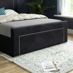 Rackhams Lucca Upholstered Soft Velvet Bed Frame - Black - Black - Double - thumbnail 3