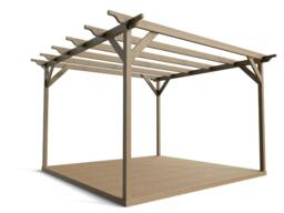 Rackhams Sculpted Wooden Pergola and Decking Kit - Natural (Light Green) - 2.4m x 2.4m - thumbnail 4