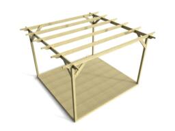Rackhams Sculpted Wooden Pergola and Decking Kit - Natural (Light Green) - 2.4m x 2.4m - thumbnail 3