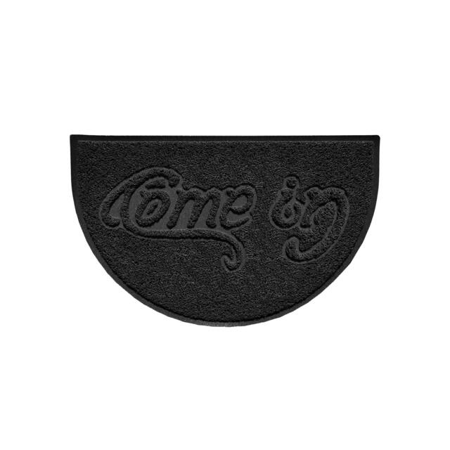 Rackhams Come In Embossed Halfmoon Spaghetti Indoor/Outdoor Doormat - Black - No (Suitable for Outdoor) - image 1